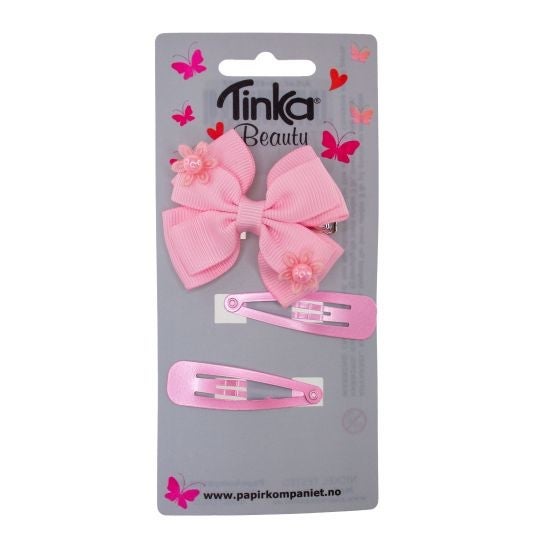 Hårklips Rosa Sløyfe 3 Stk