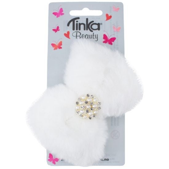 Hårsløyfe Hvit Plysj M/Stener