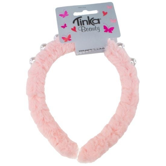 Hårbøyle Pink Plysj m/Perler