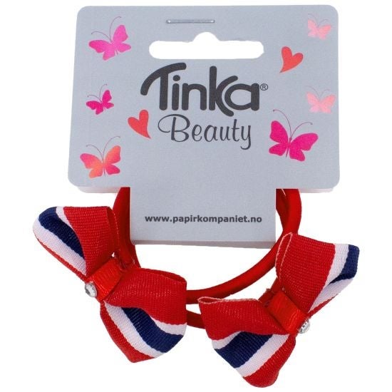 Hårstrikk sløyfe rød/hvit/blå 2stk - Tinka Beauty