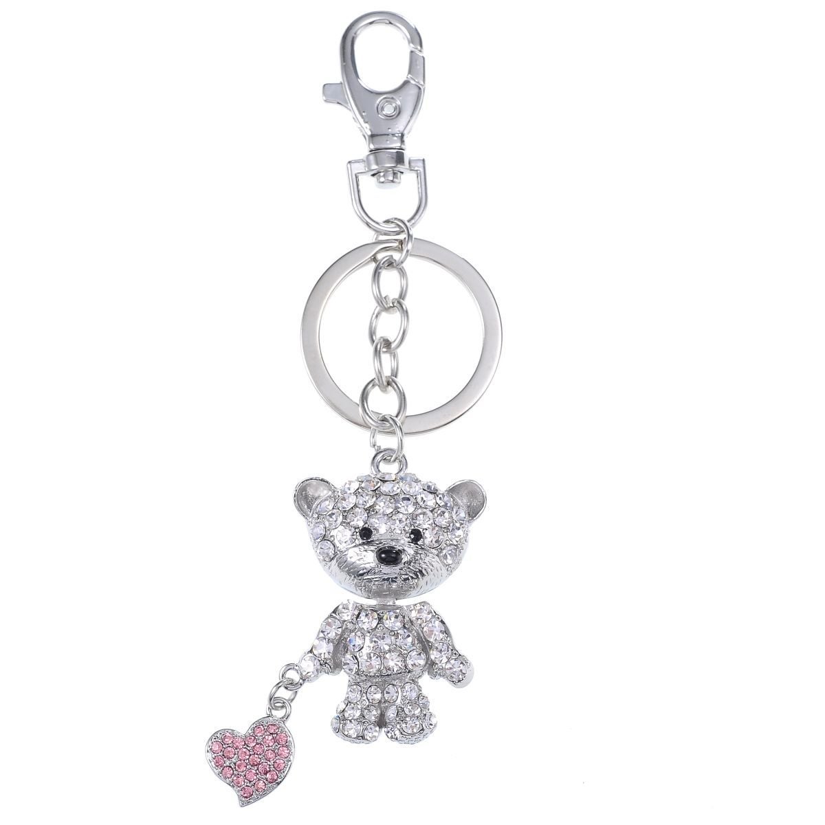 Nøkkelring/Bag Charm Bamse m/hjerte