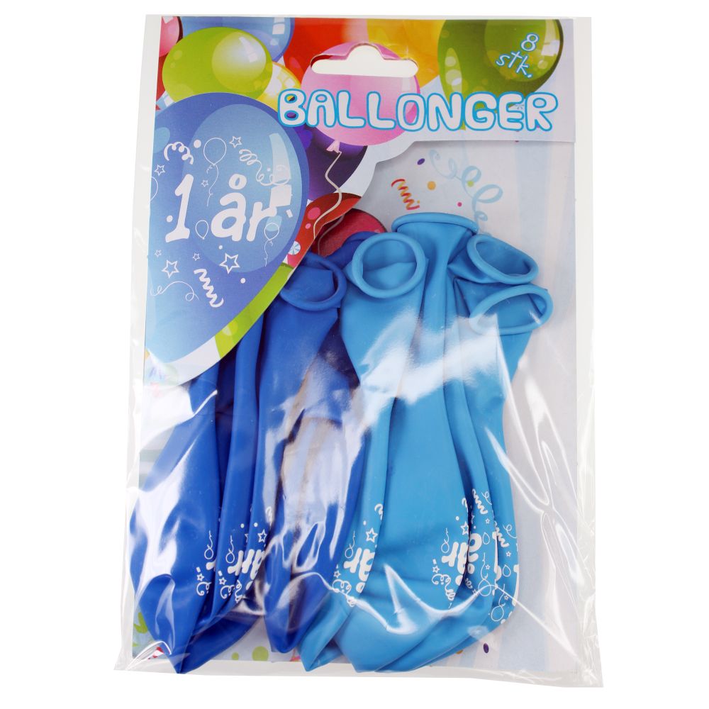 Ballonger 1år 8pk blå