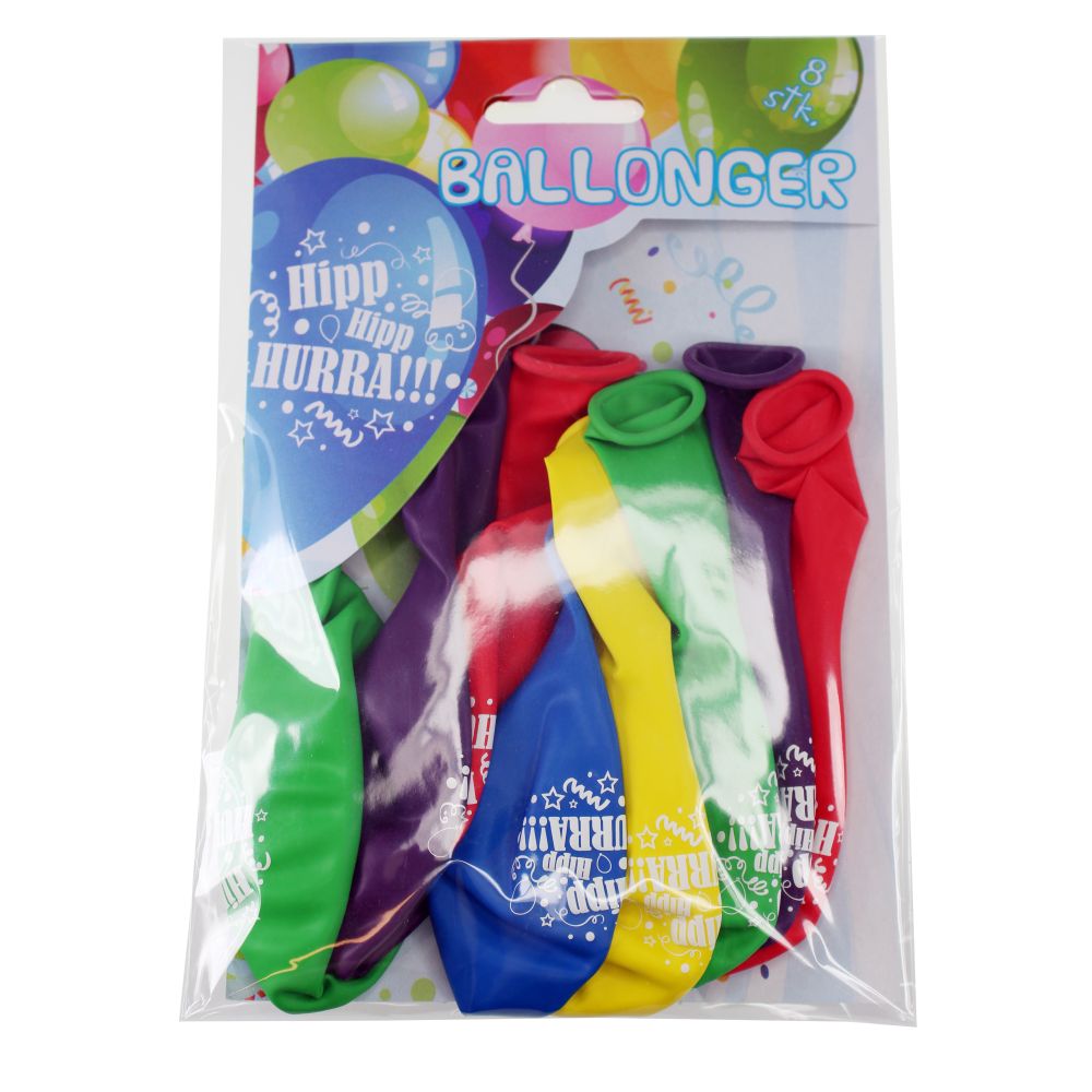 Ballonger hipp hipp hurra 8pk