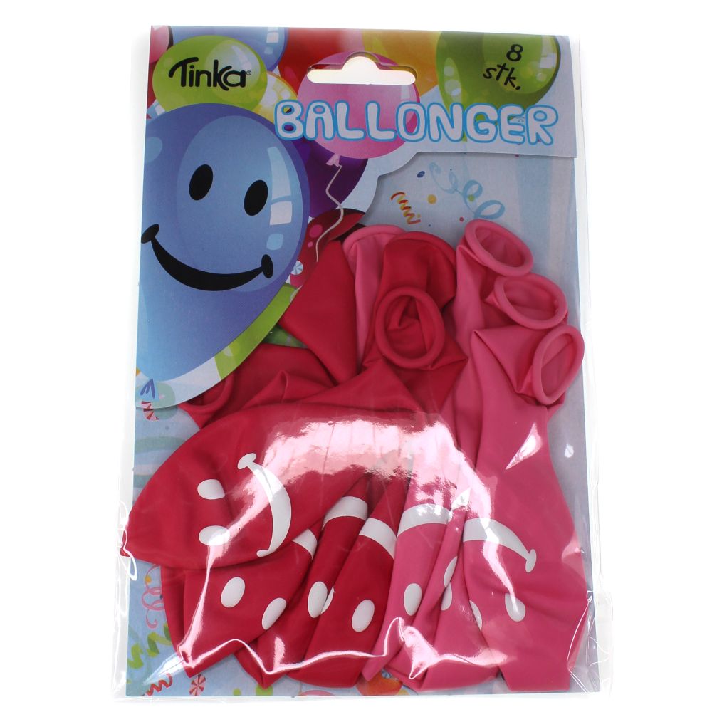 Ballonger smiley 8pk rosa
