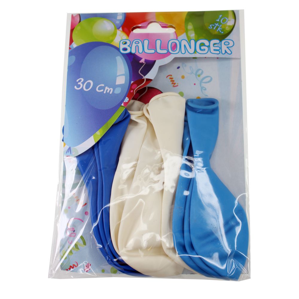 Ballonger 10pk blå/hvit