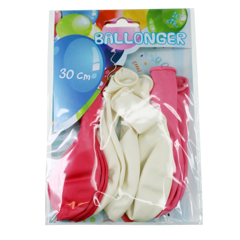 Ballonger 10pk rosa/hvit