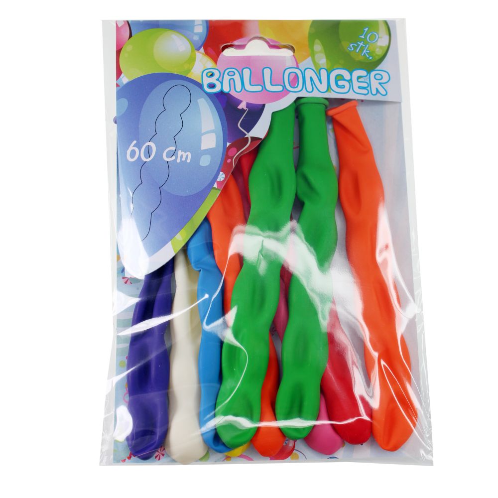 Ballonger 10pk 60cm lang ass farger
