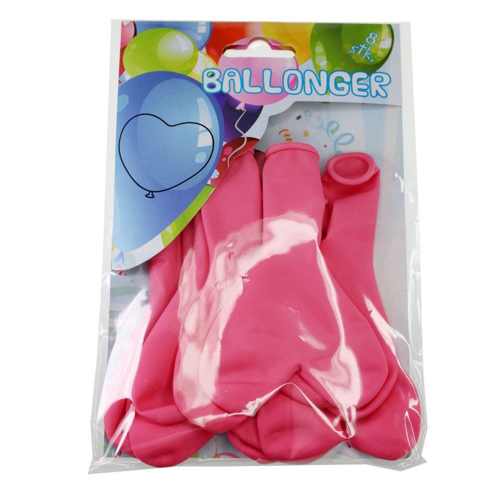 Ballonger hjerter 8pk rosa