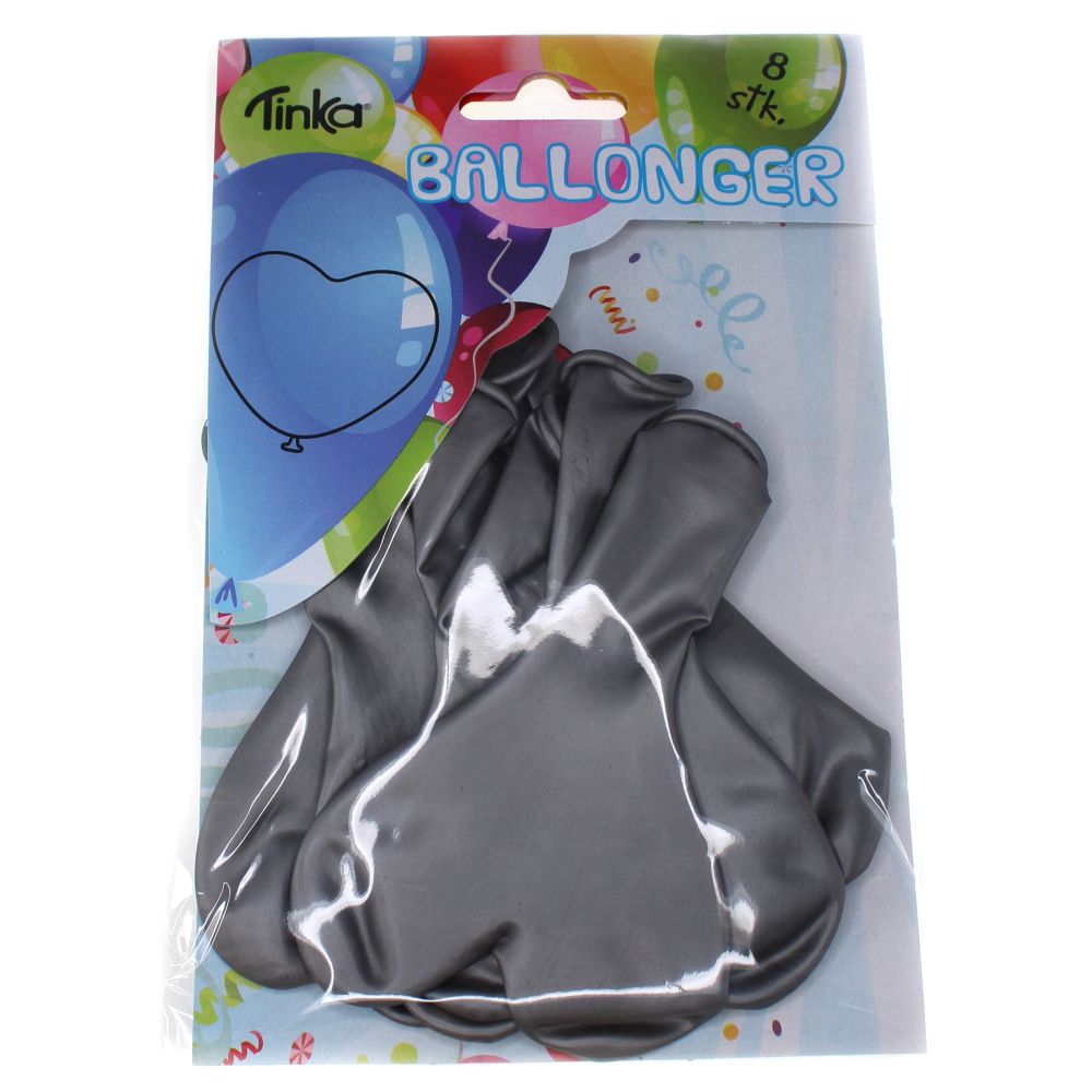 Ballonger hjerter 5pk sølv metallic