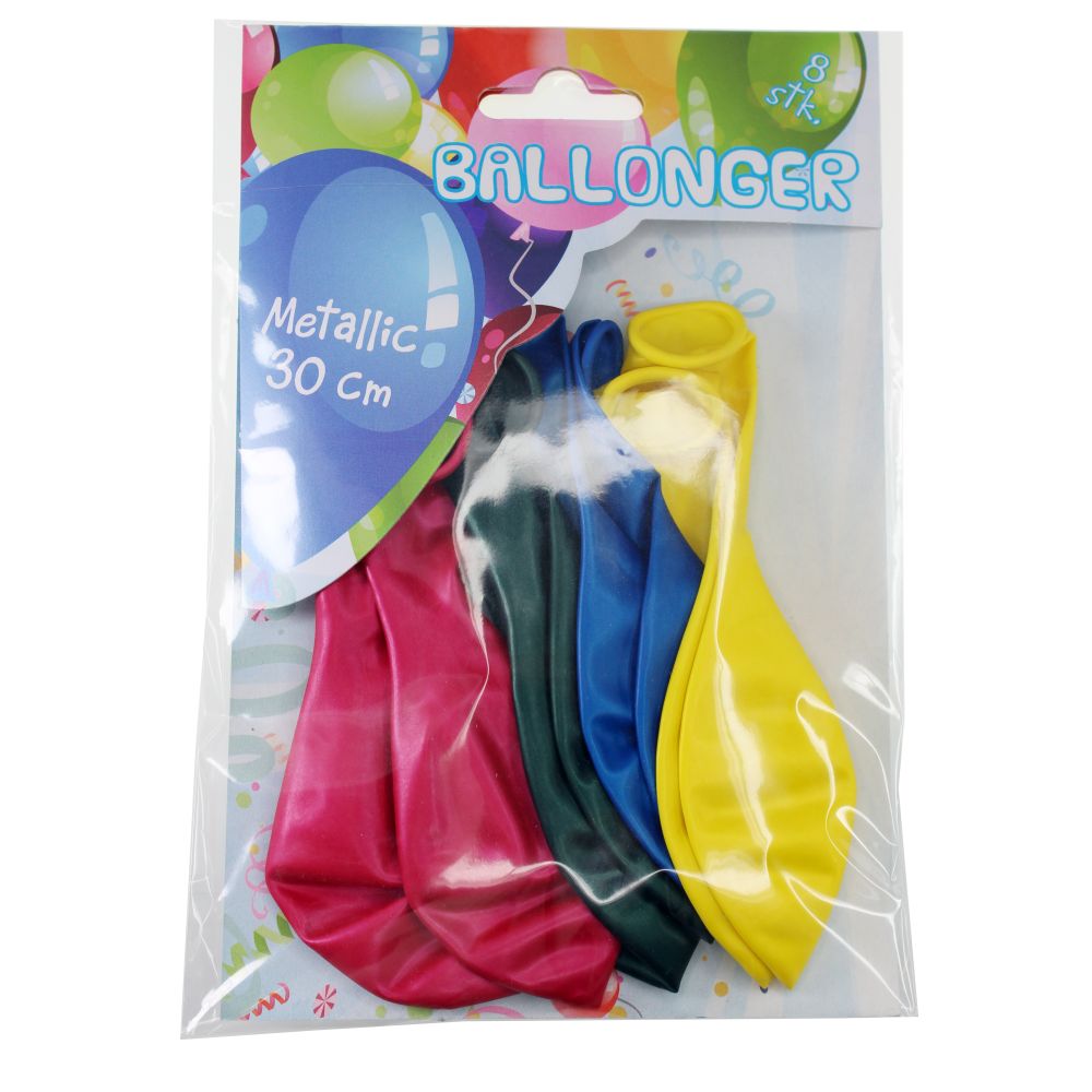 Ballonger 8pk ass farger metallic