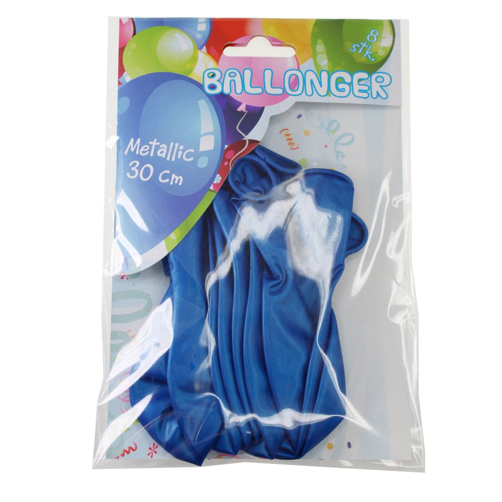 Ballonger 8pk blå metallic