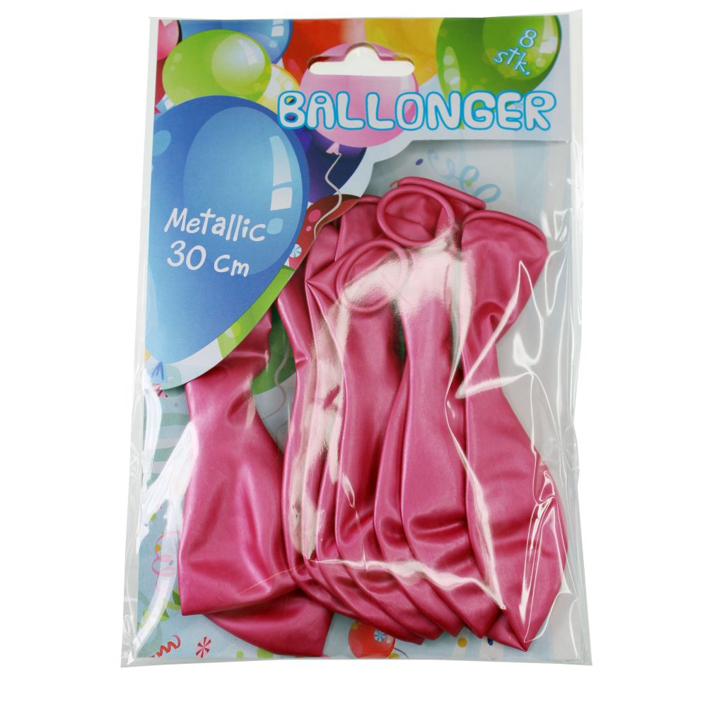 Ballonger 8pk mørkrosa metallic