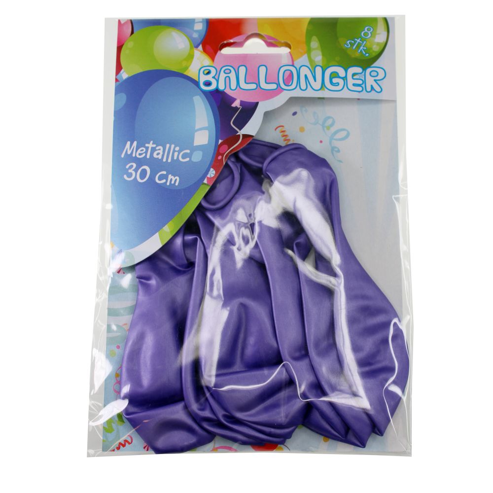 Ballonger 8pk lilla metallic