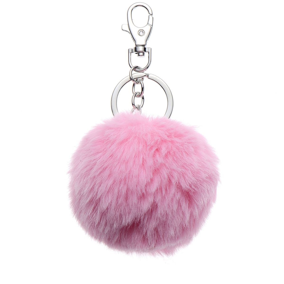 Nøkkelring plysj pompom rosa