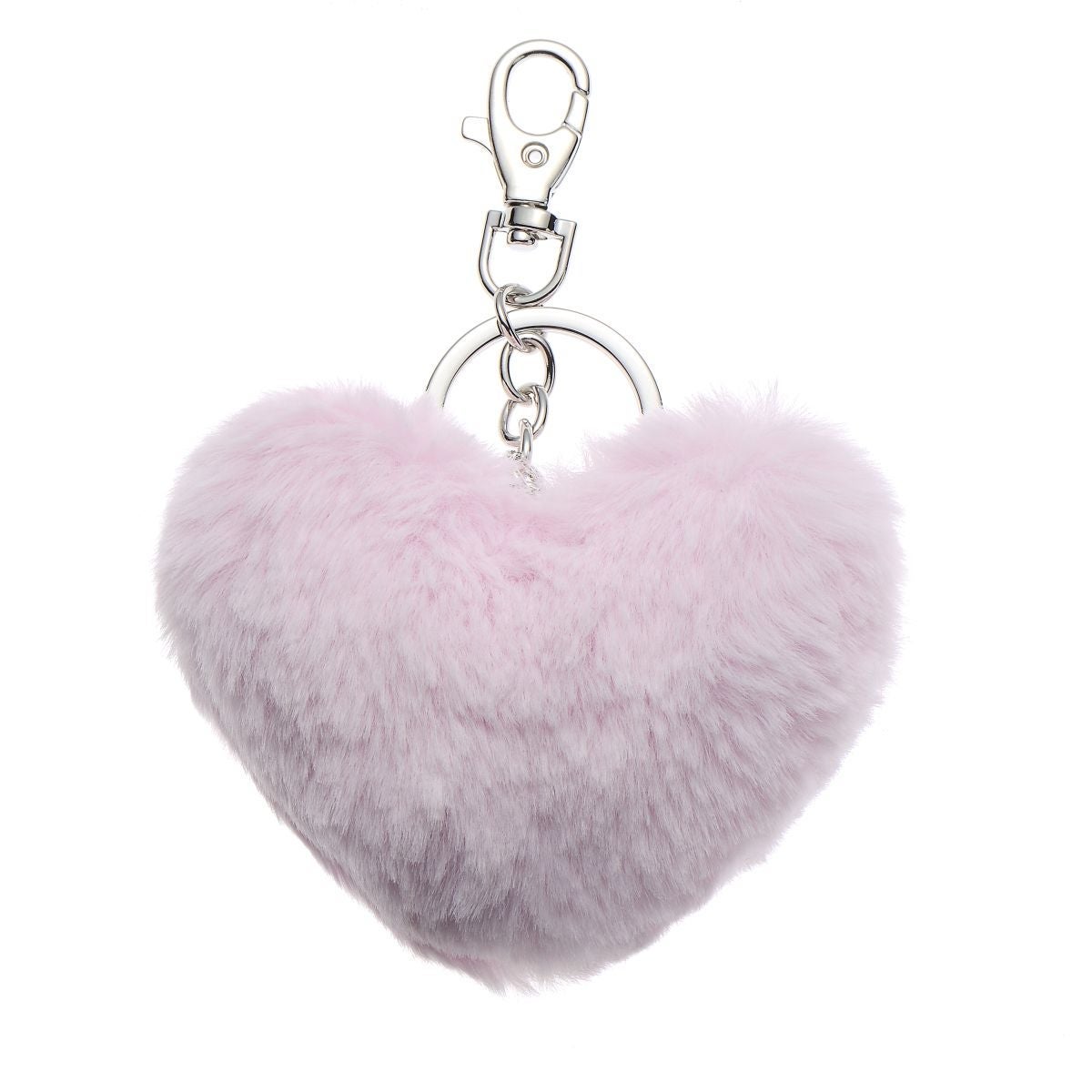 Nøkkelring plysj hjerte lysrosa