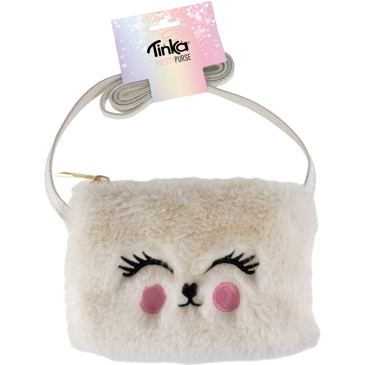 Veske Hvit Plysj m/ansikt Tinka Pretty