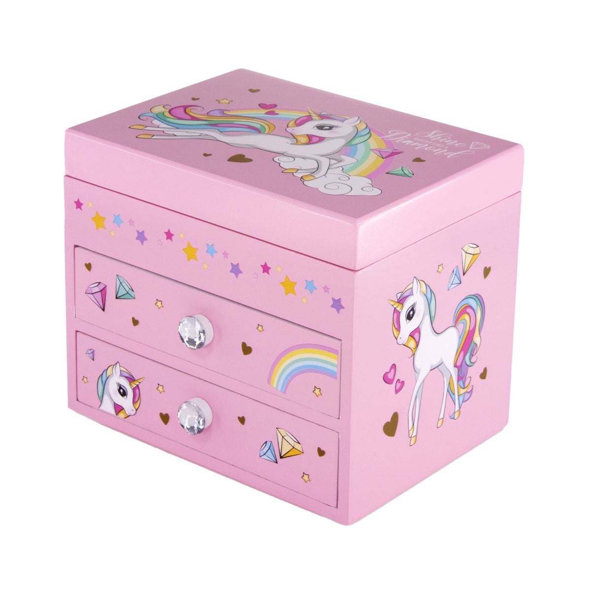 Smykkeskrin i Tre Unicorn Rosa 16x12,5x13,5cm