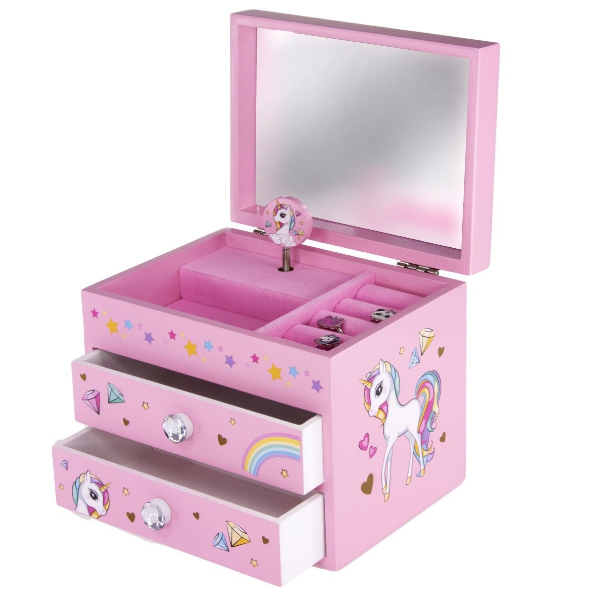 Smykkeskrin i Tre Unicorn Rosa 16x12,5x13,5cm