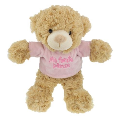 Bamse 25 cm rosa T-skjorte Min første bamse Tinka