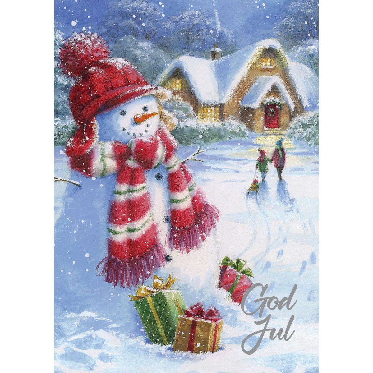 Julekort Dbl 6 pk Snømann