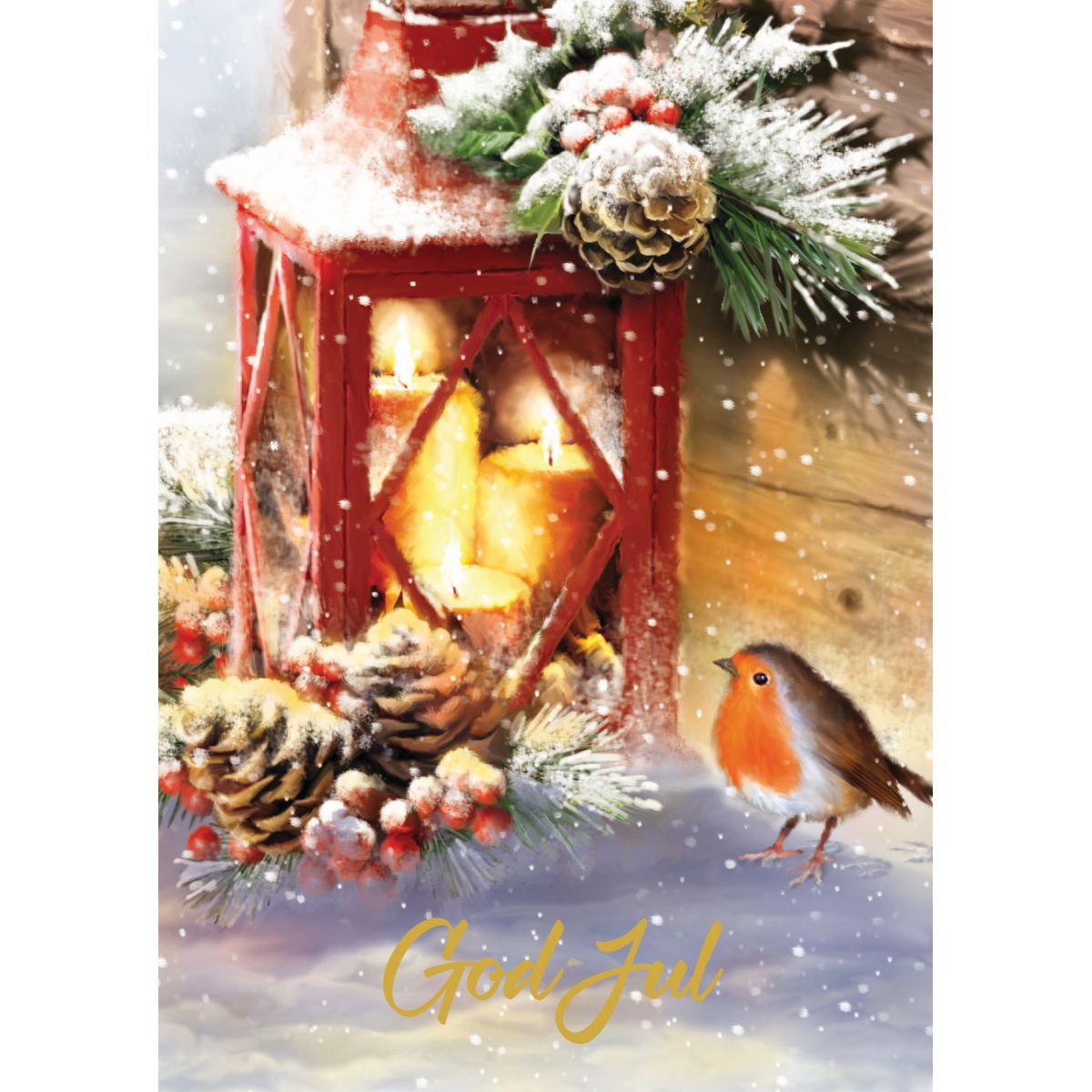 Julekort Dbl 6 pk Lykt
