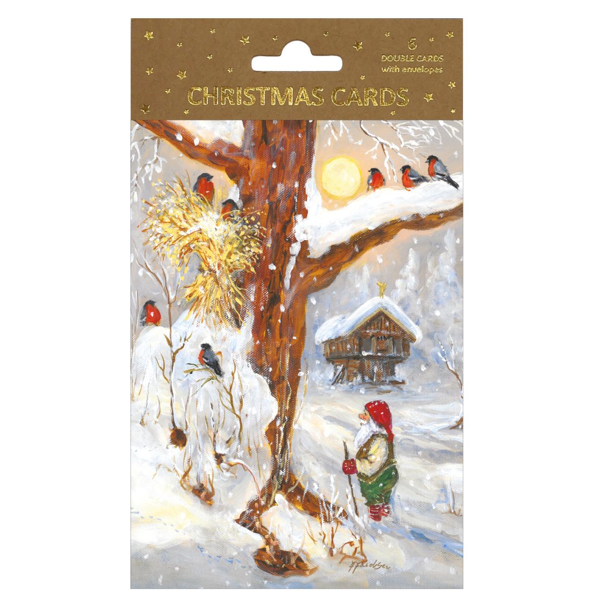 Julekort Dbl 6 pk J.Jacobsen Nisse v/tre