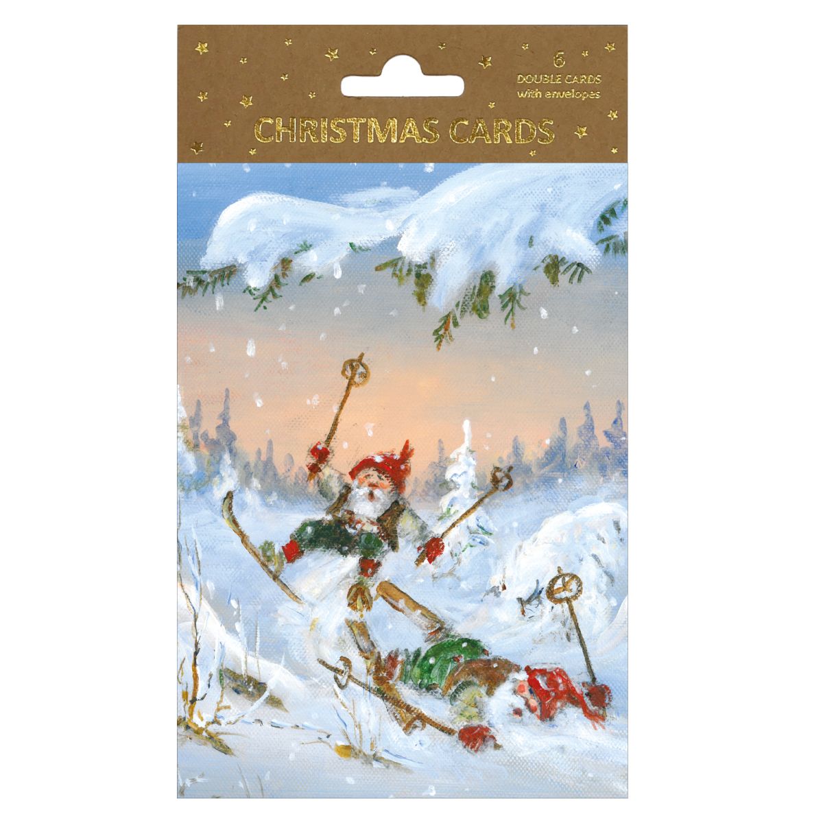 Julekort Dbl 6 pk J.Jacobsen Nisser Som Faller på