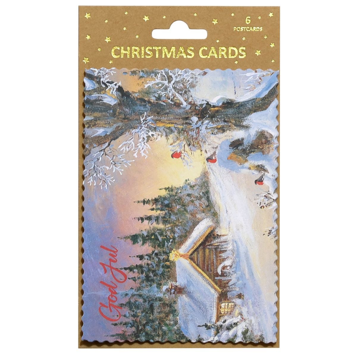 Julekort Postkort 6 pk J.Jacobsen Hytte