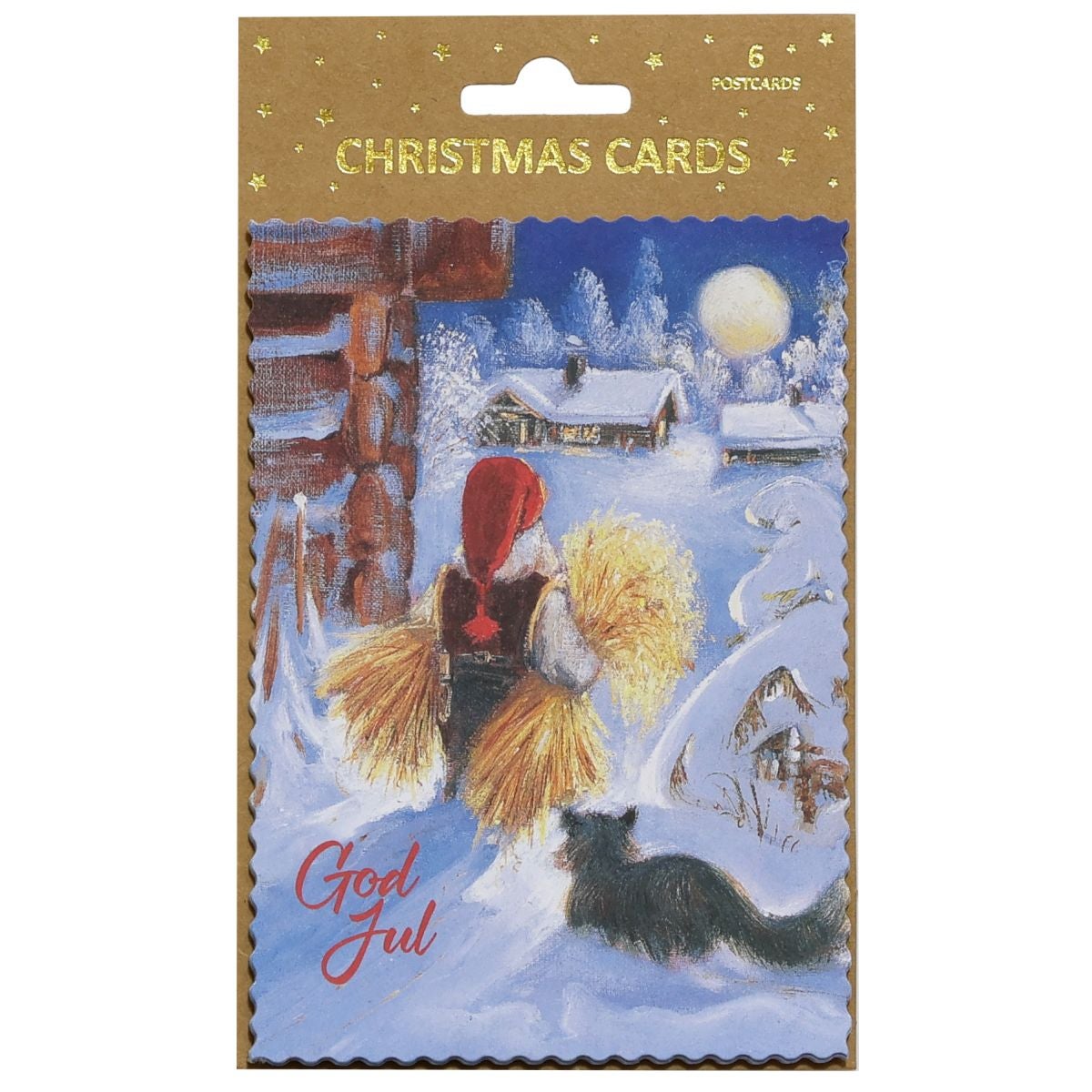 Julekort Postkort 6 pk J.Jacobsen Fullmåne