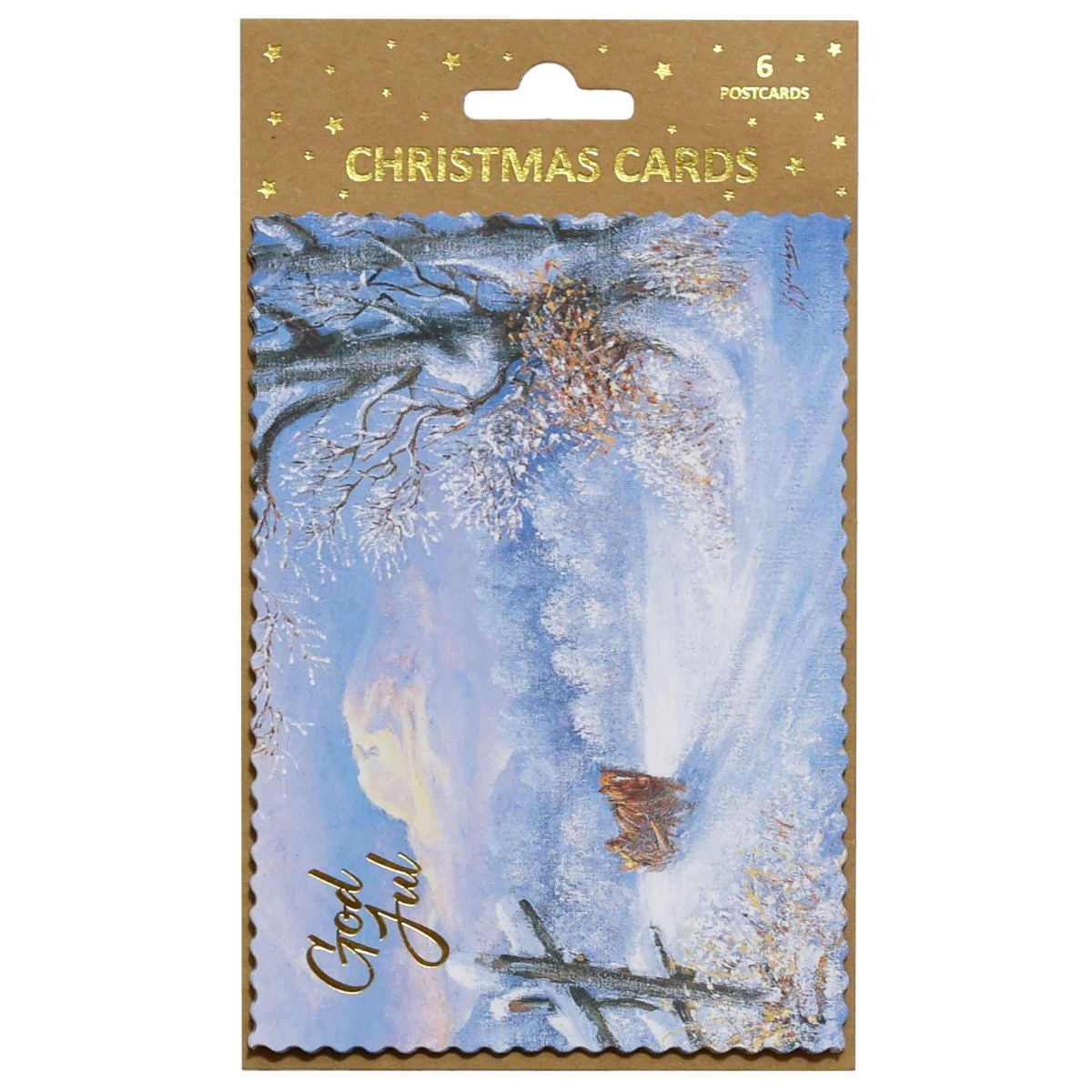 Julekort Postkort 6 pk J.Jacobsen Kanefart