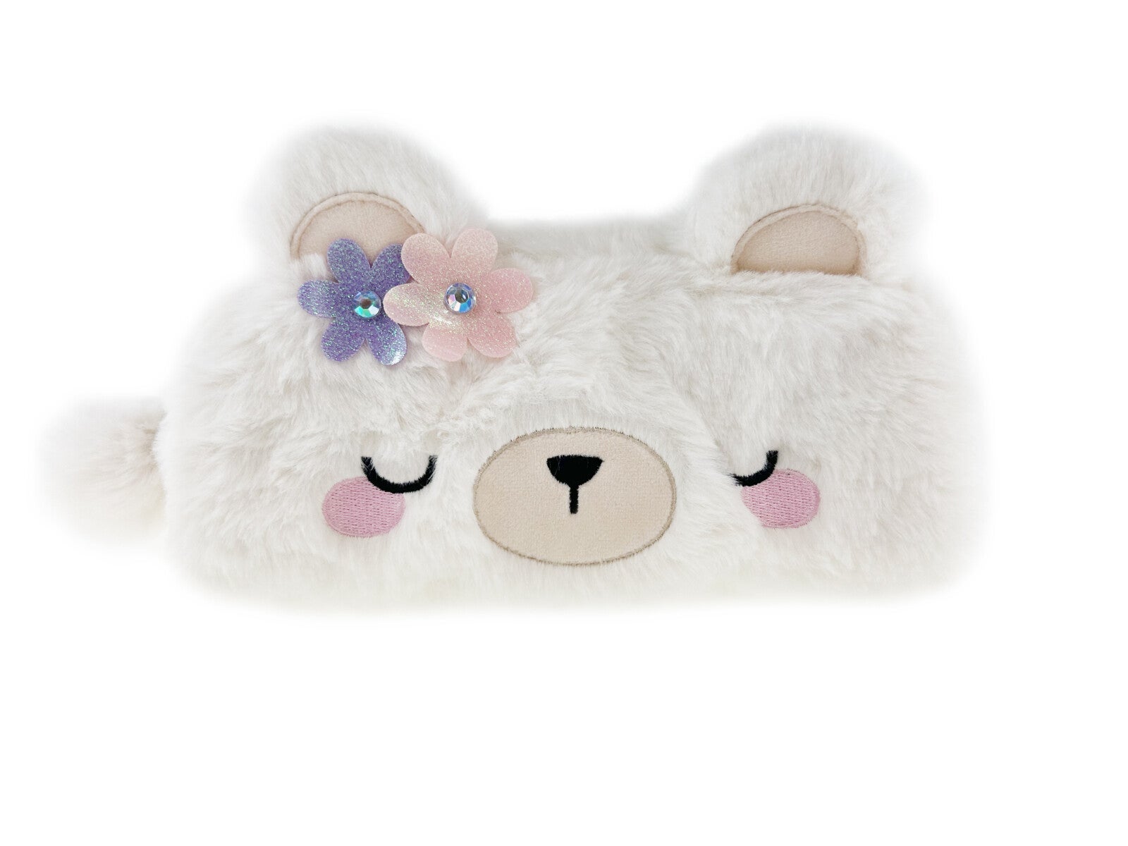 Posepennal Fluffy Bamse Hvit