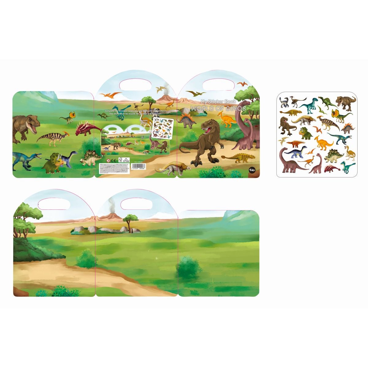 Stickersbok Dinosaur 23/70x30cm Tinka