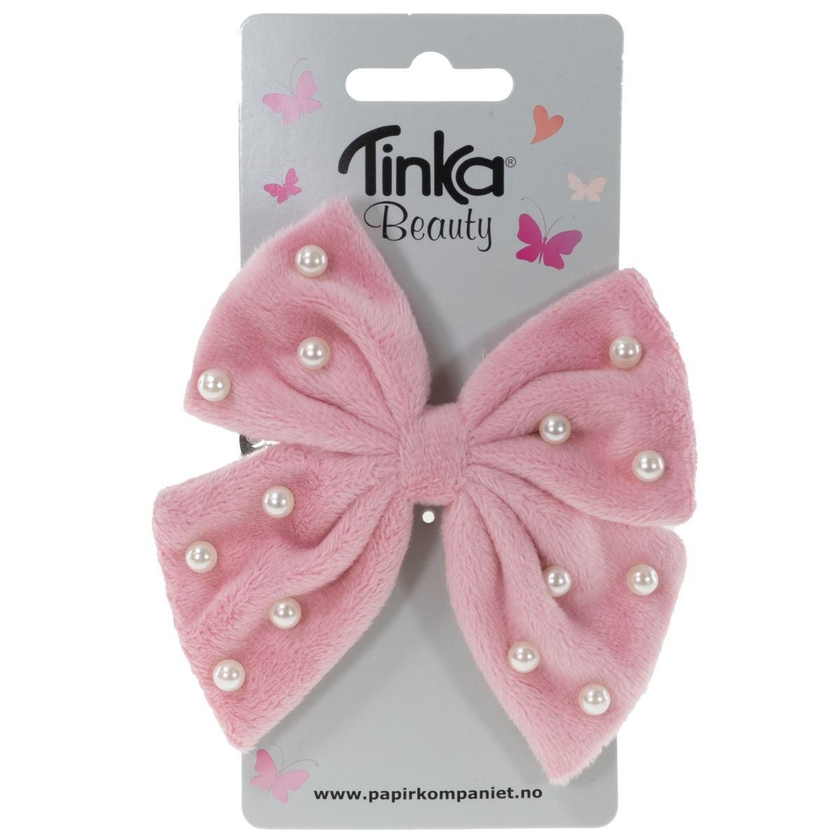 Hårspenne Sløyfe Rosa m/perler Tinka Beauty