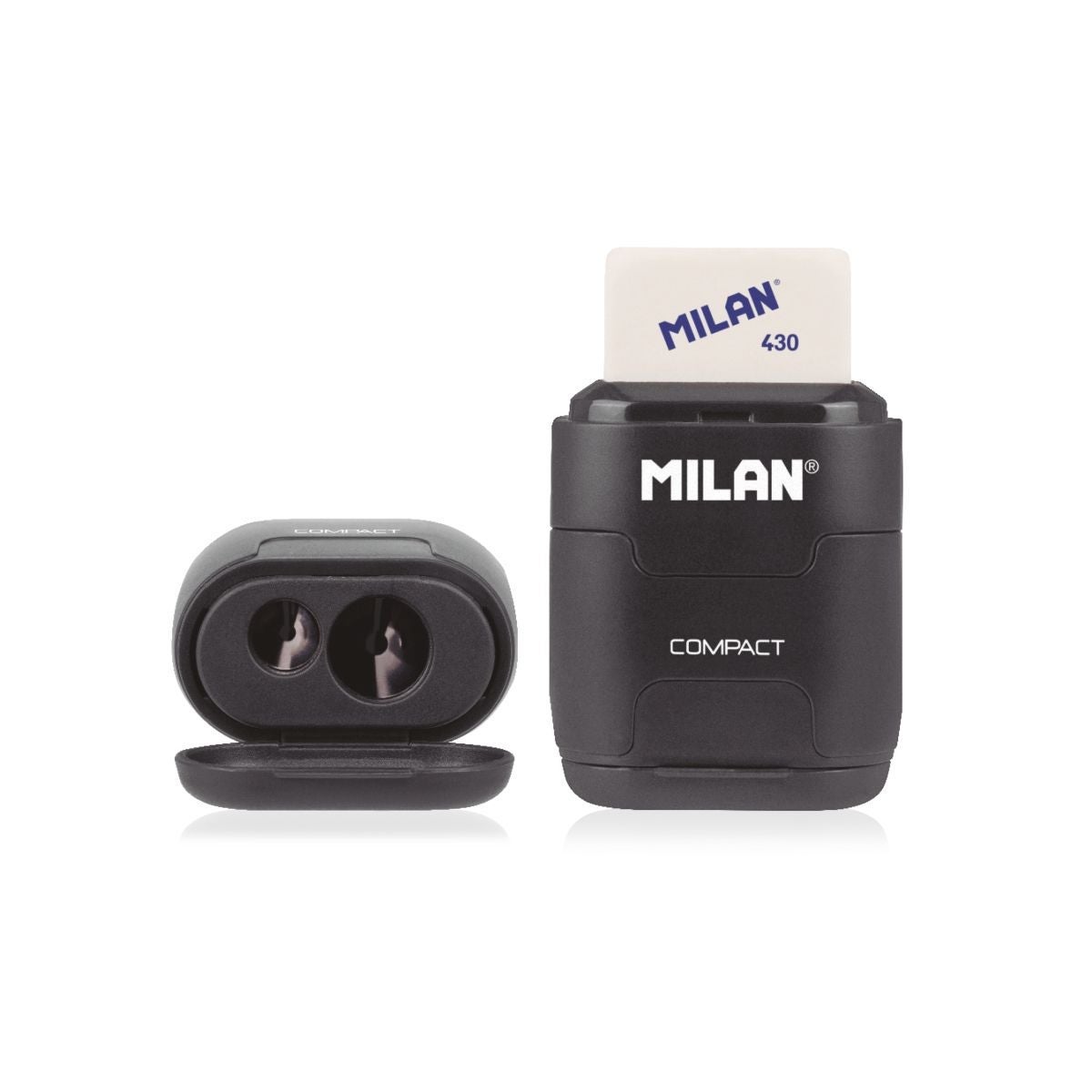 Blyantspisser m/viskelær Compact Touch Sort