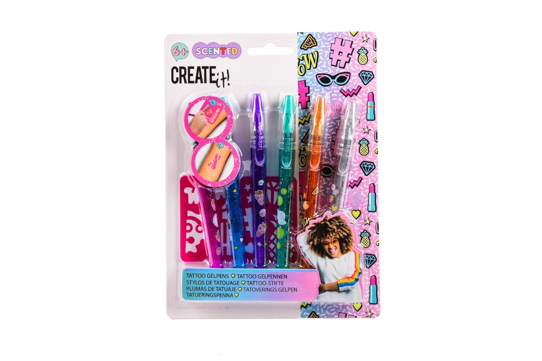 Create It Tattoo Gelpens 6stk & 2 Sjablonger