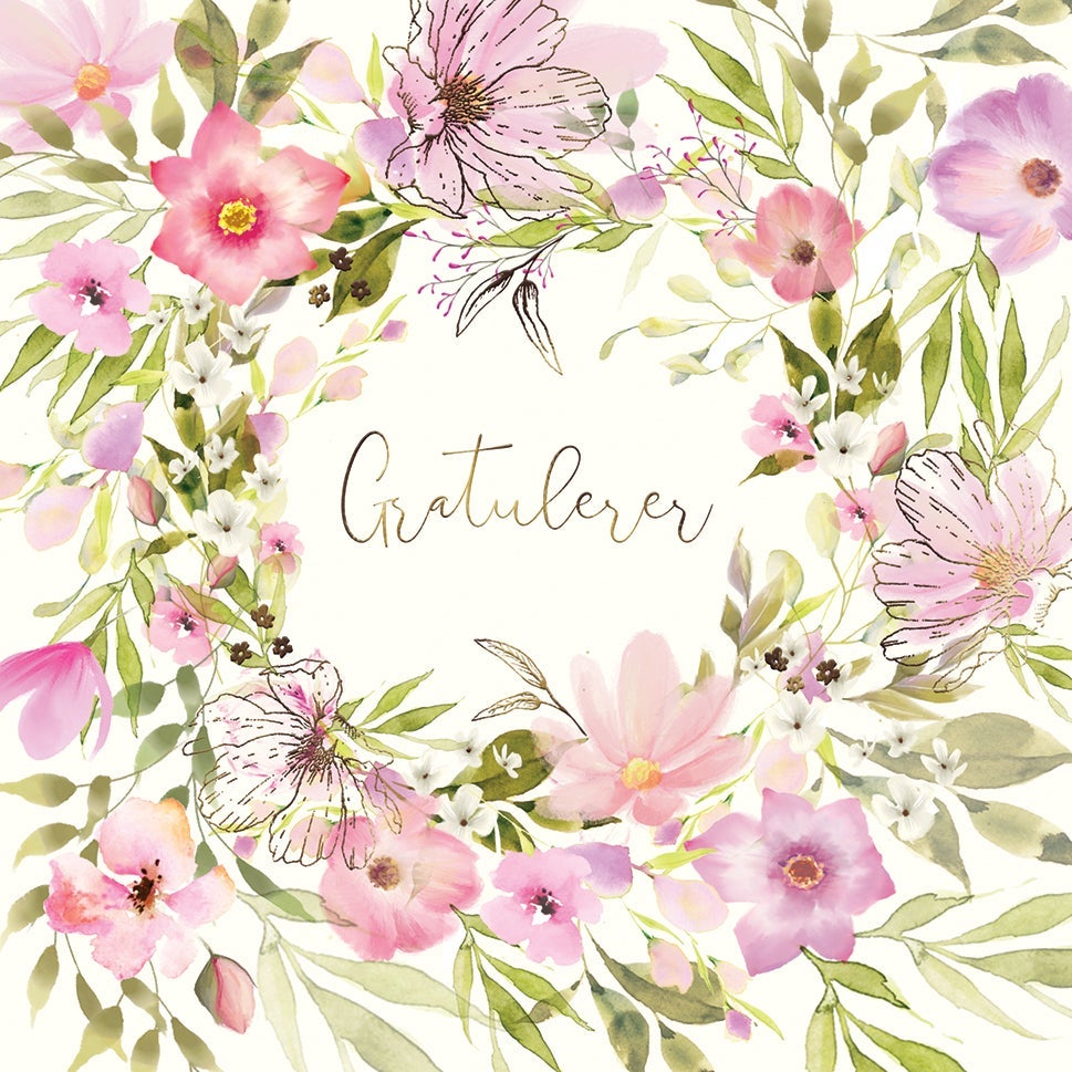 Kort Peony Rosa Blomster Gratulerer