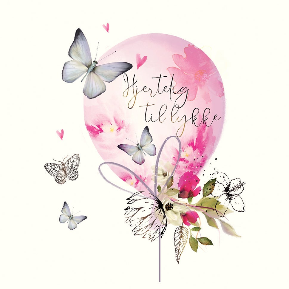 Kort Peony Rosa Ballong Til lykke