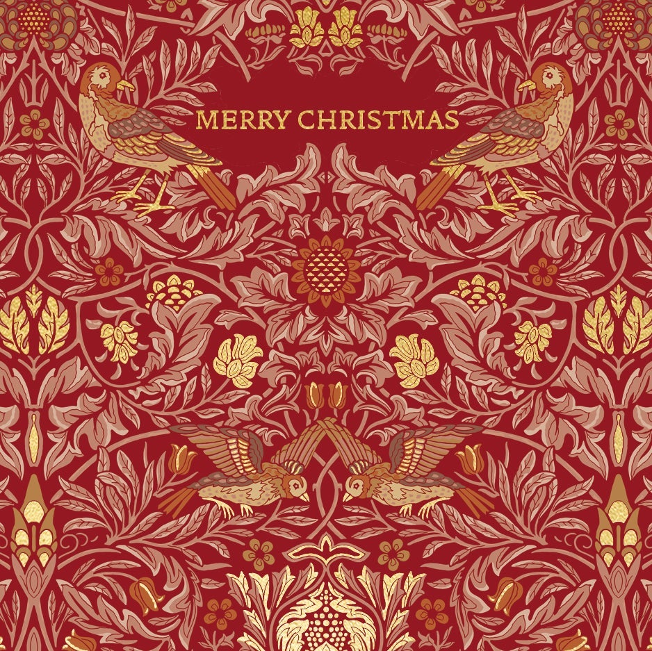 Julekort 8pk Merry Christmas Rød