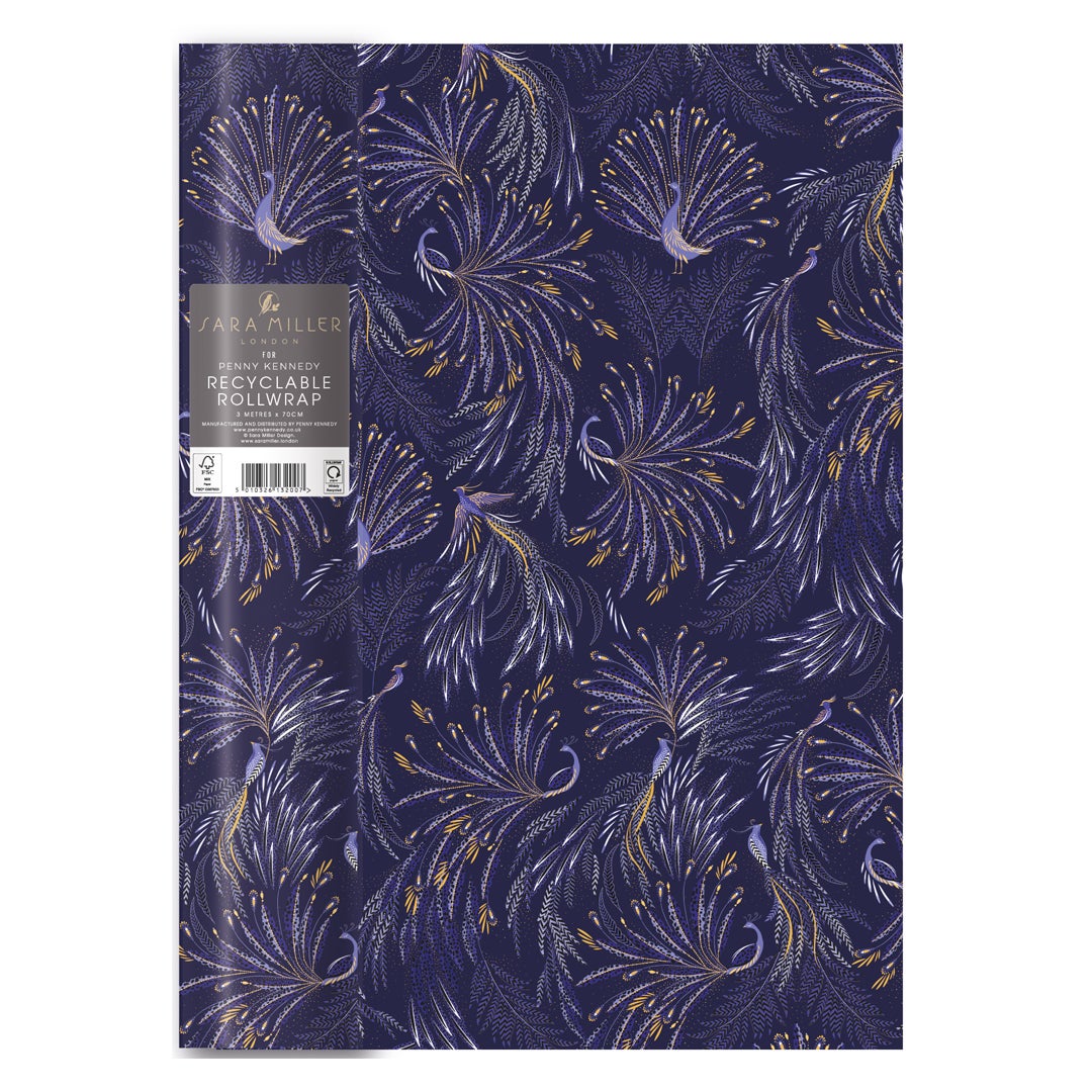 Gavepapir 3M Sara Miller Peacock Parade Indigo