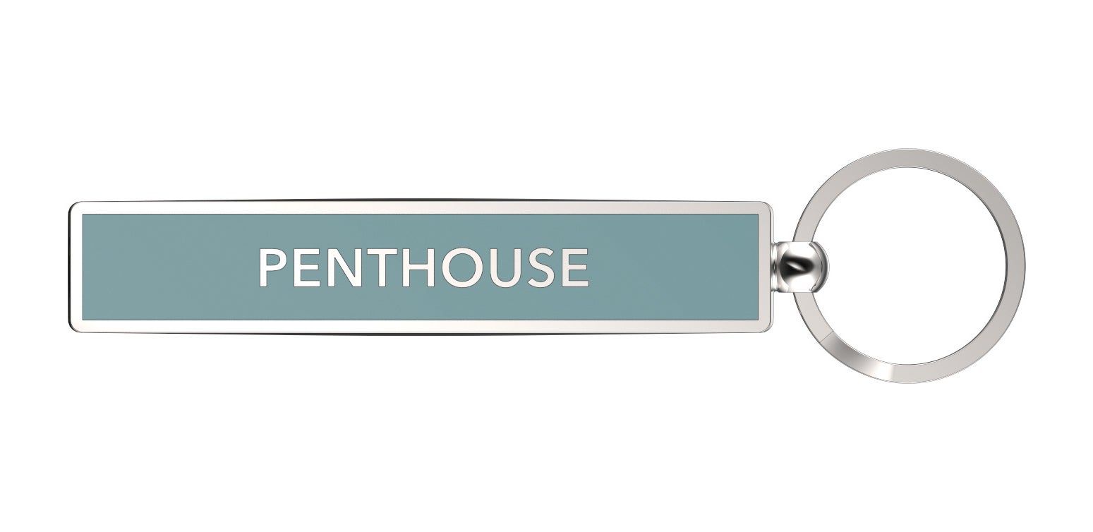 Nøkkelring metall 1x5,5cm gråblå penthouse