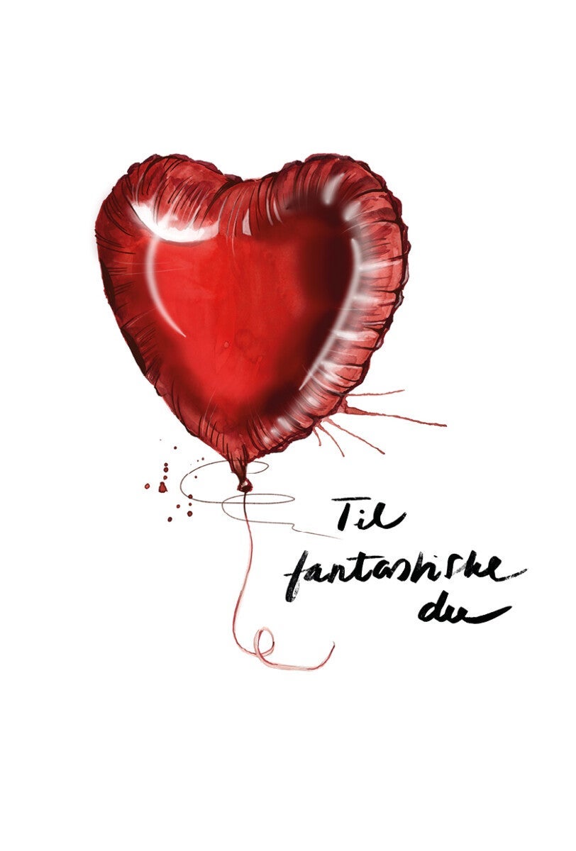 Kort gave hjerteballong Emmeselle