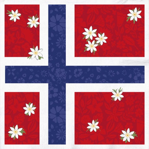 Serviett flagg og blomst 17.mai