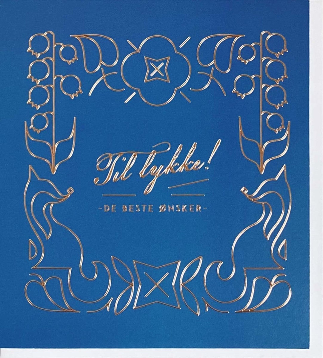 Kort Til lykke de beste ønsker blå