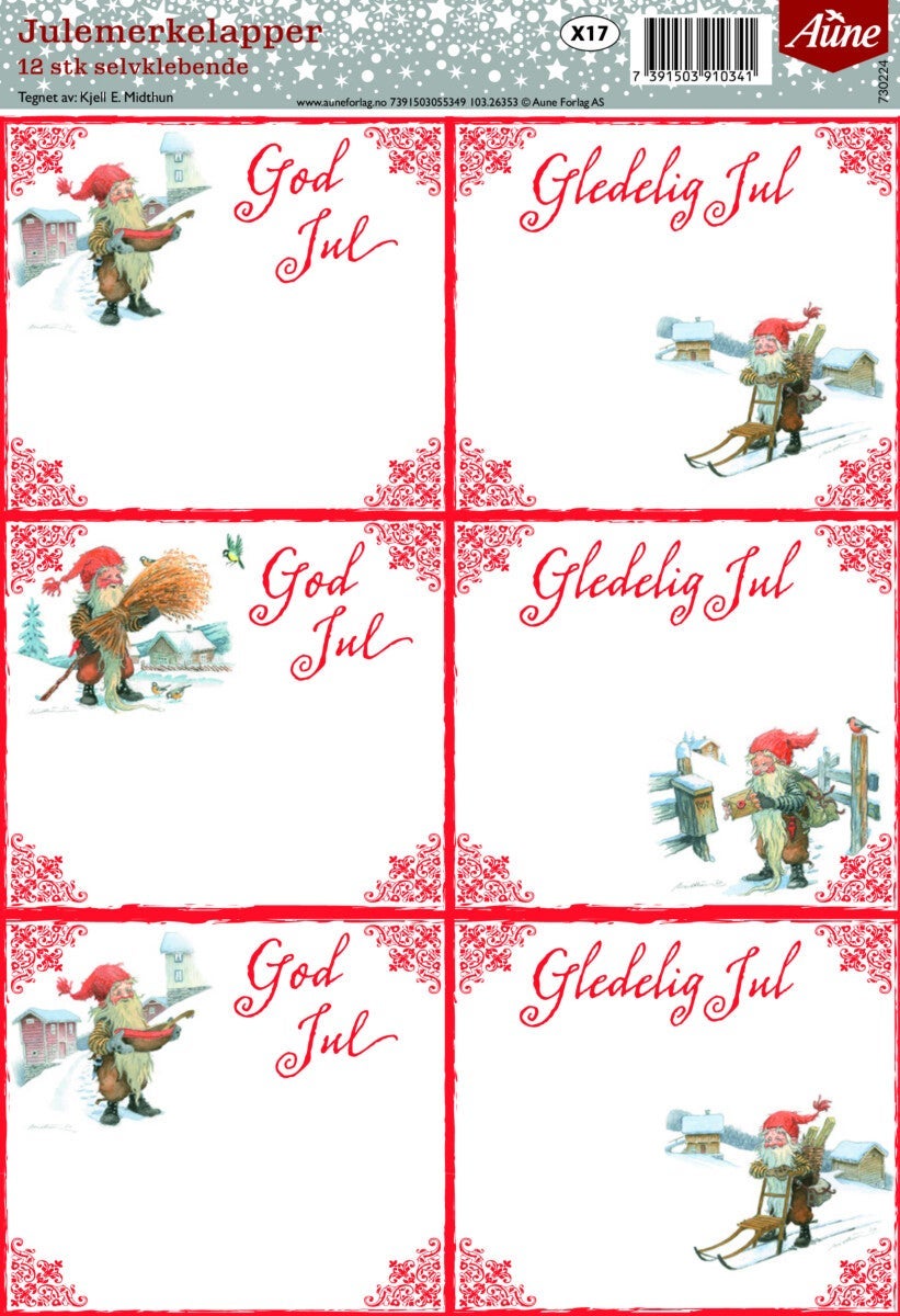 Julemerkelapper Midthun selvklebende rød