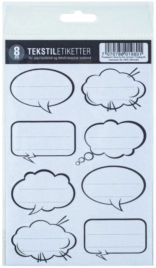 Tekstiletikett 8 Pk Liten Snakkebobler