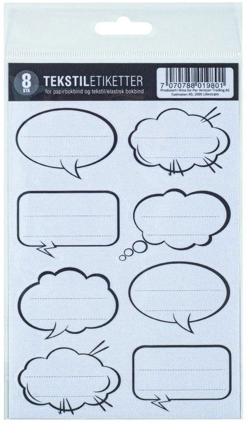 Tekstiletikett 8 Pk Liten Snakkebobler