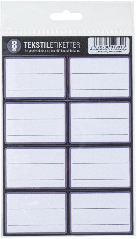 Tekstiletikett 8pk Grå