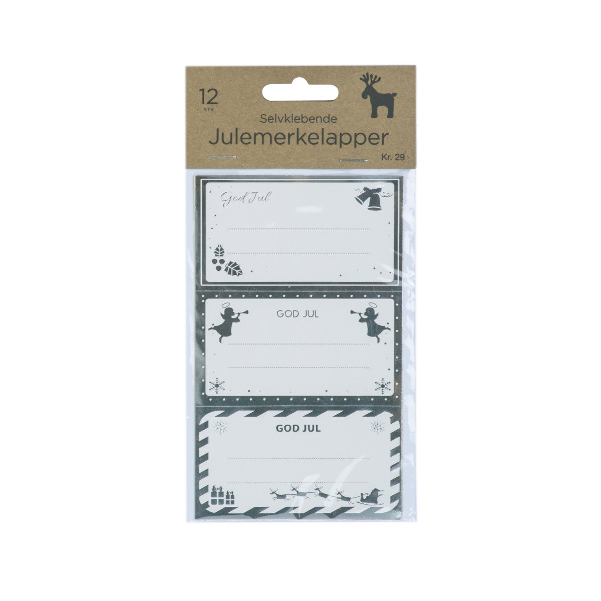 Merkelapper Selvkl Mønster 12 Stk Sølv Hvit