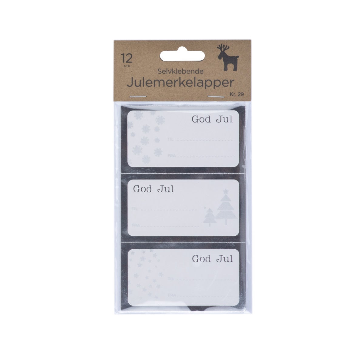 Merkelapper Selvkl Snø 12 Stk Sølv Hvit
