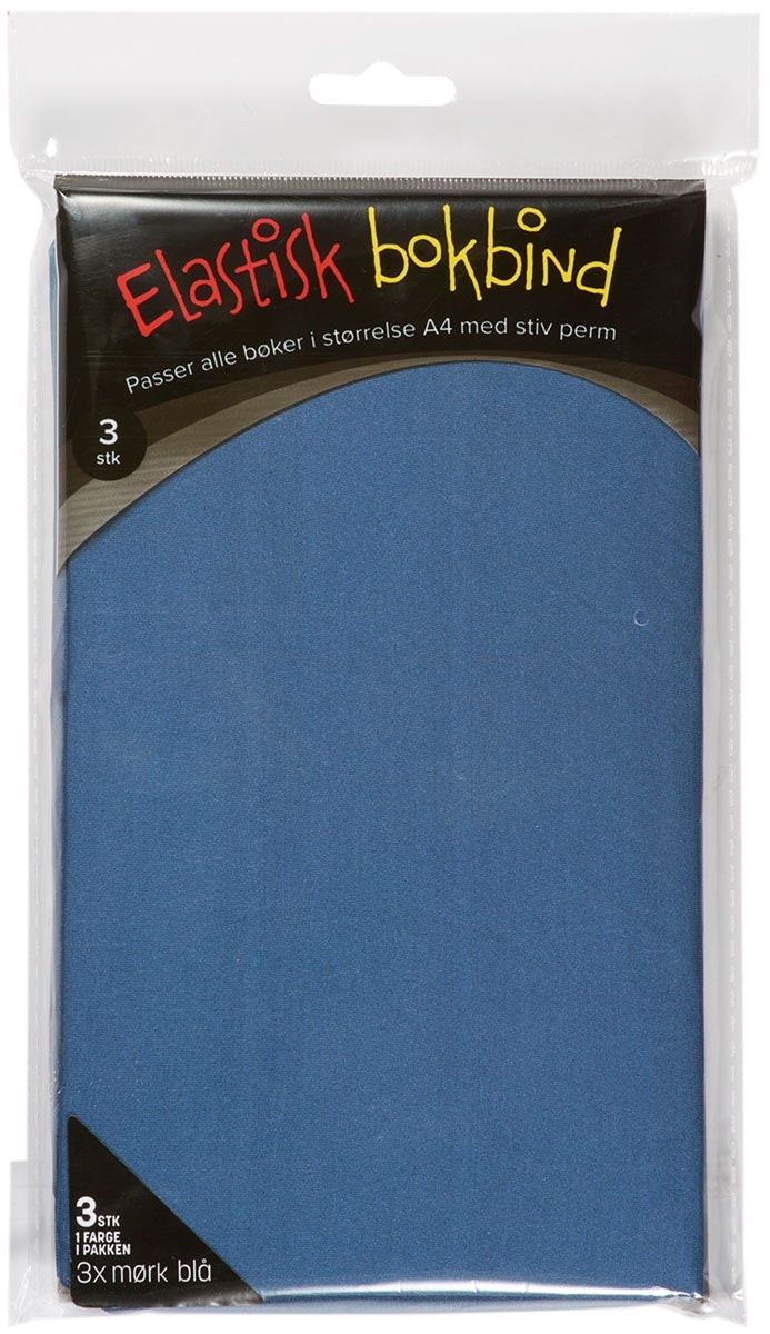 Bokbind Elastisk 3pk Ensfarget Mørk Blå